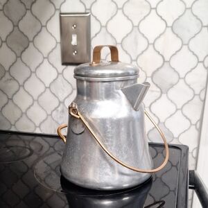 Vintage 1950 Ware-Ever Silver Teapot with Gold Handle